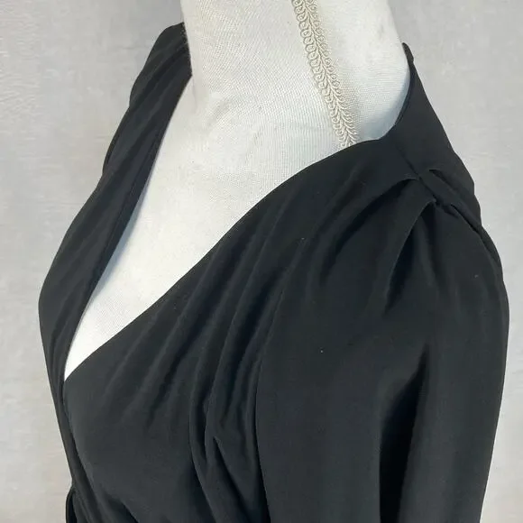 Nicole Miller Faux Wrap Maxi Dress Womens 4 Black Y2K Witchy Fairy Whimsigoth - Picture 7 of 13